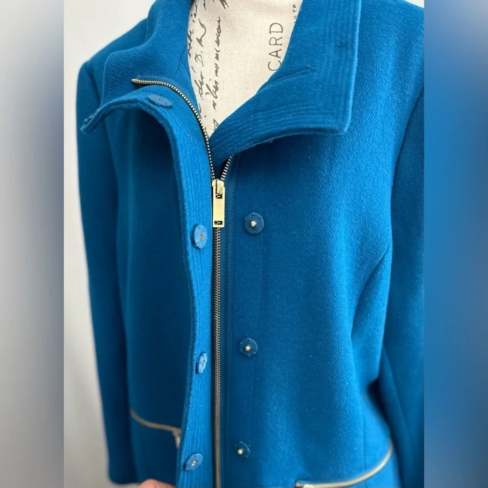 ππWarm Navy Blue Wool-Blend Coat with Stand Collar ππ - Picture 4 of 13